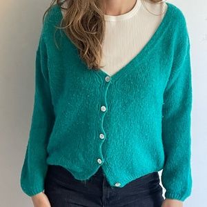 Green cardigan